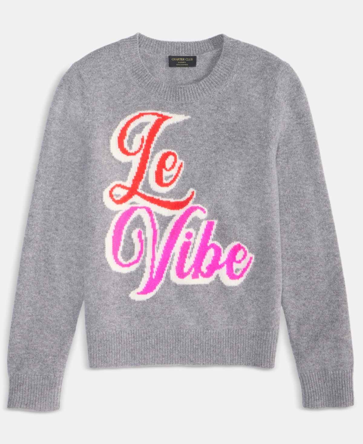 Charter Club Women's 100% Cashmere Le Vibe Chunky Crewneck Sweater, Macy's Exclusive In Gray