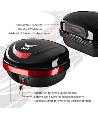  17 5/16" x 14 15/16" x 11"  AHR 35L Motorcycle Tour Tail Box Scooter Trunk Storage Lock Carrier Case for Helmet