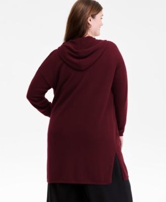 Plus Size Hooded 100% Cashmere Cardigan, Macy's Exclusive
