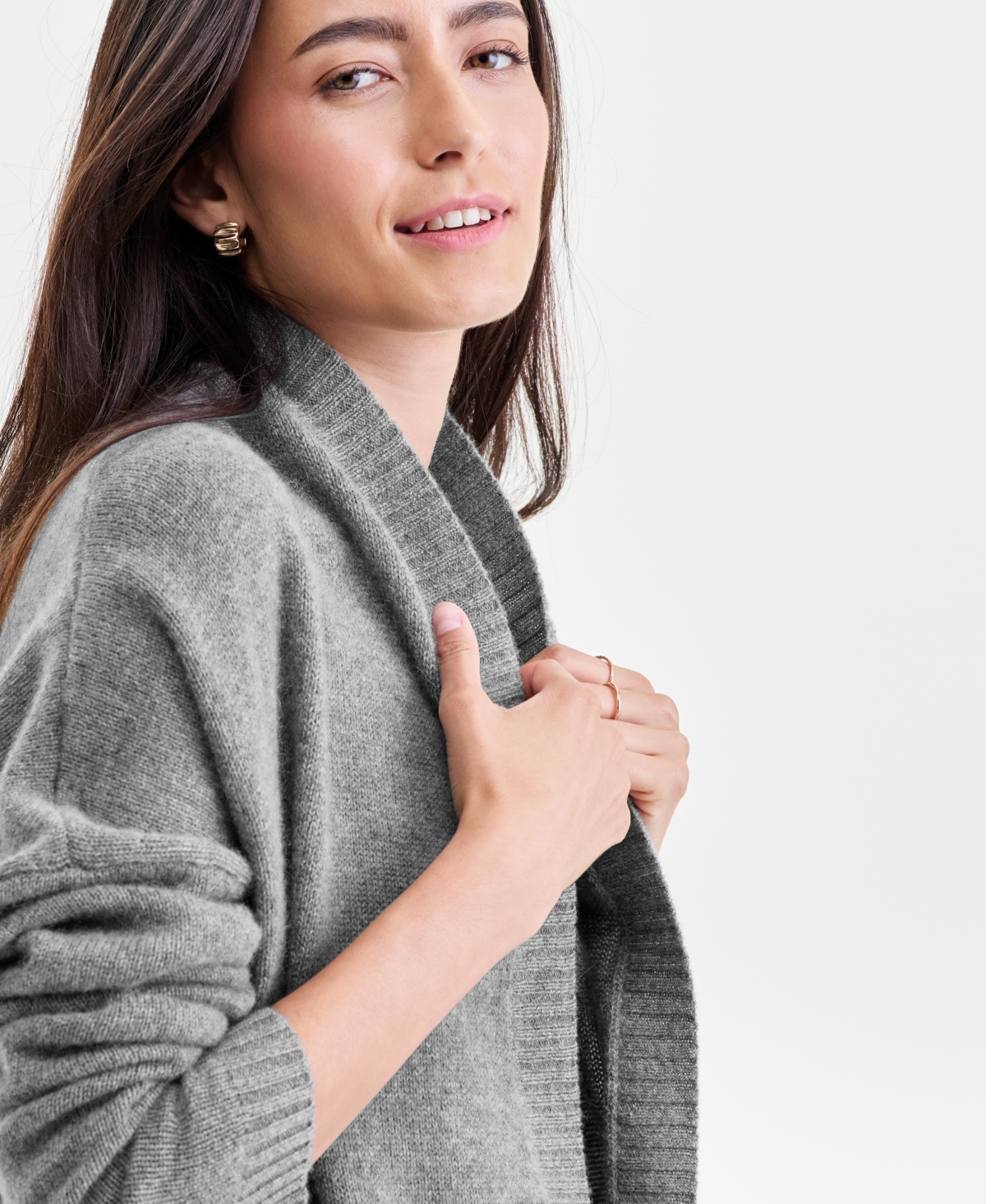 Charter Club Women's 100% Cashmere Cocoon Cardigan, Macy's Exclusive In Gray
