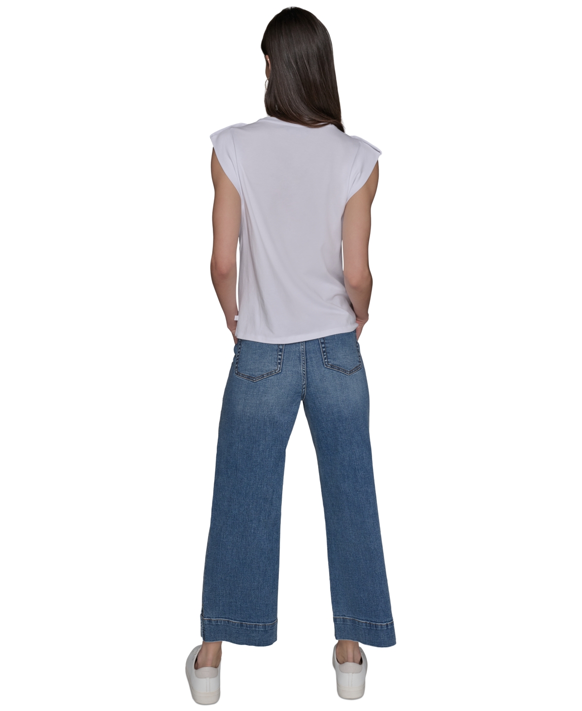 Karl Lagerfeld Plus Size C'est La Vie Extended-shoulder Top In White