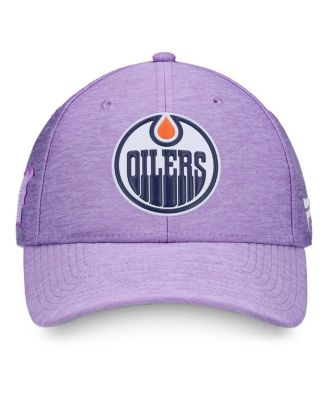 Men's Heather Purple Edmonton Oilers 2020 Hockey Fights Cancer Adjustable Hat