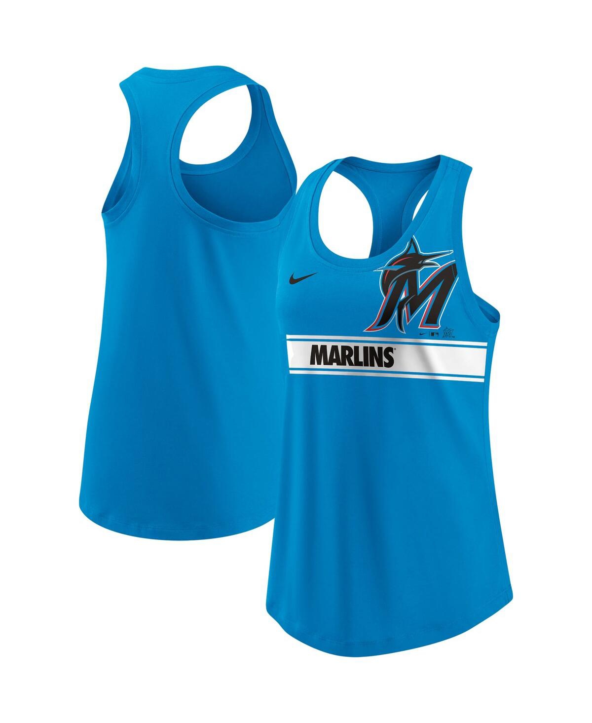 Nike Women's Blue Miami Marlins Cropped Logo Performance Racerback Tank Top