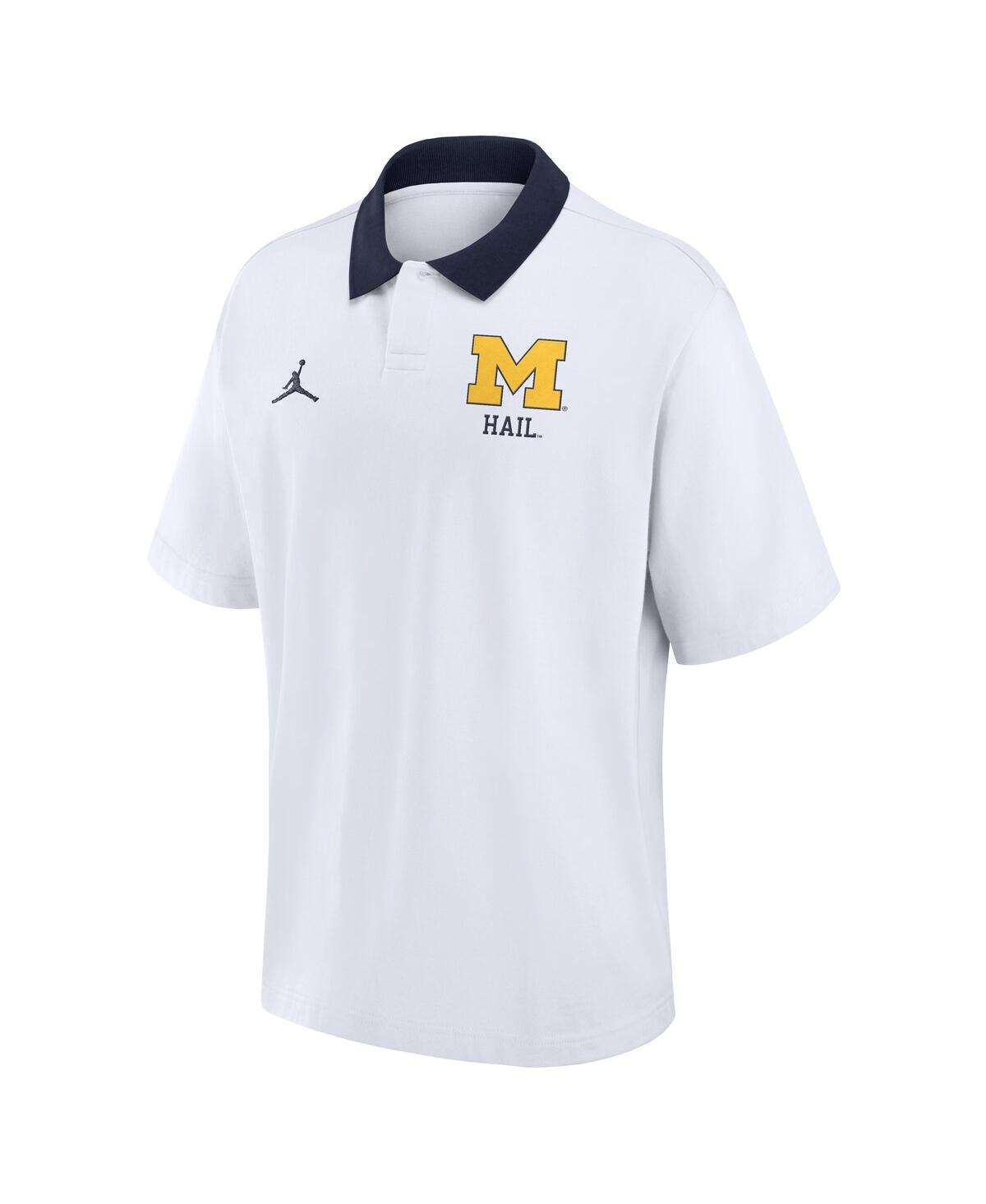 JORDAN MEN'S WHITE MICHIGAN WOLVERINES JERSEY POLO SHIRT 