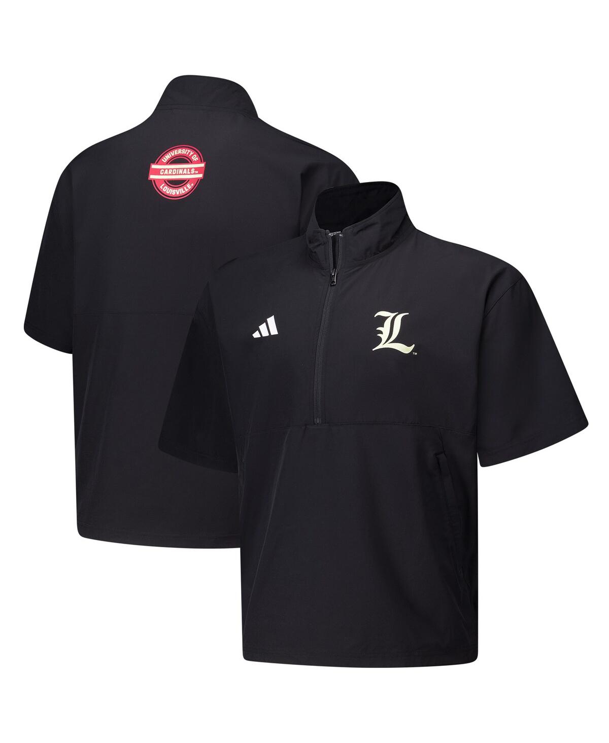 Adidas Men's Black Louisville Cardinals 2024 Half-Zip Short Sleeve Training Jacket - Black
