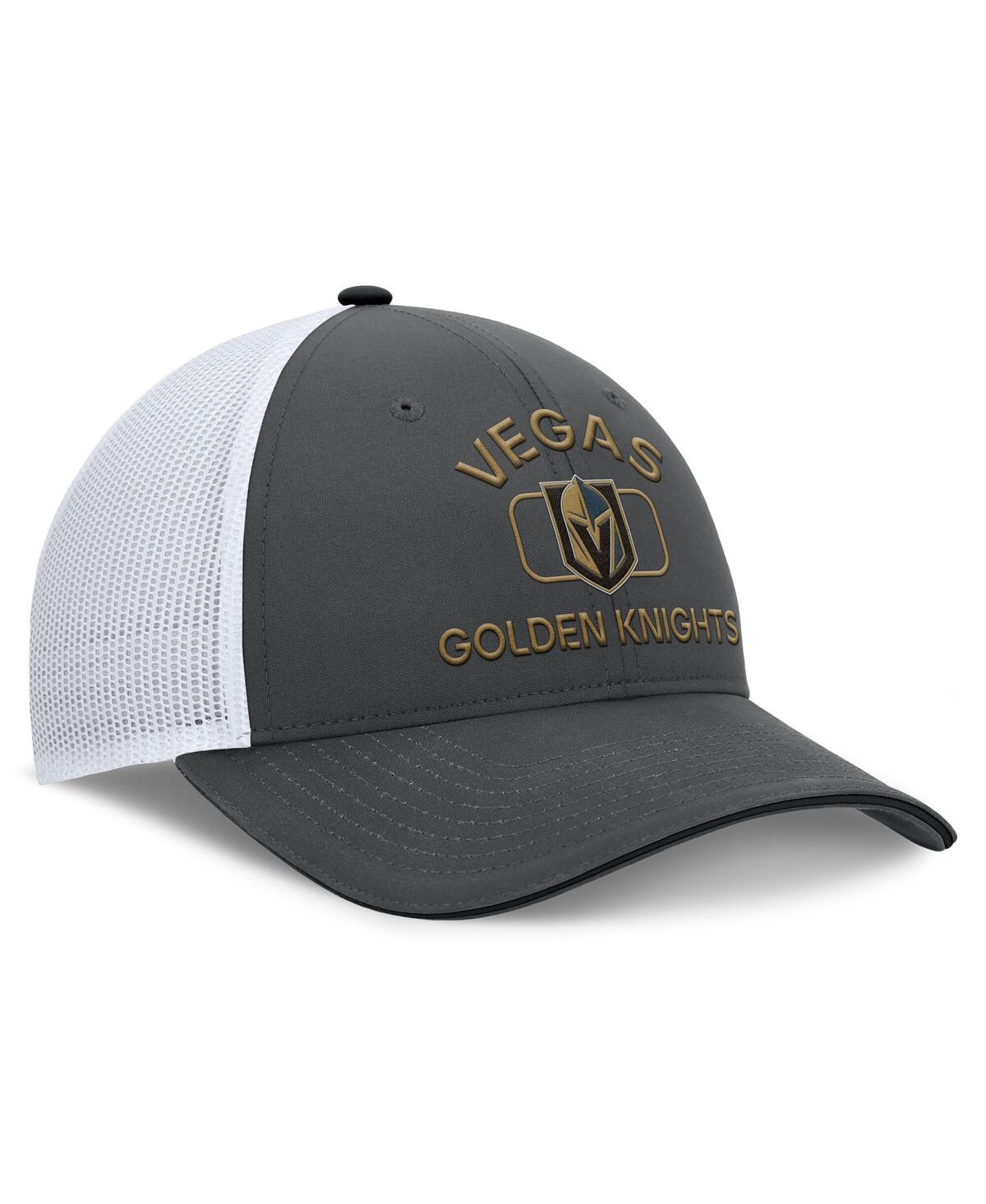 Fanatics Men's Gray/white Vegas Golden Knights Authentic Pro Rink Trucker Hat In Multi