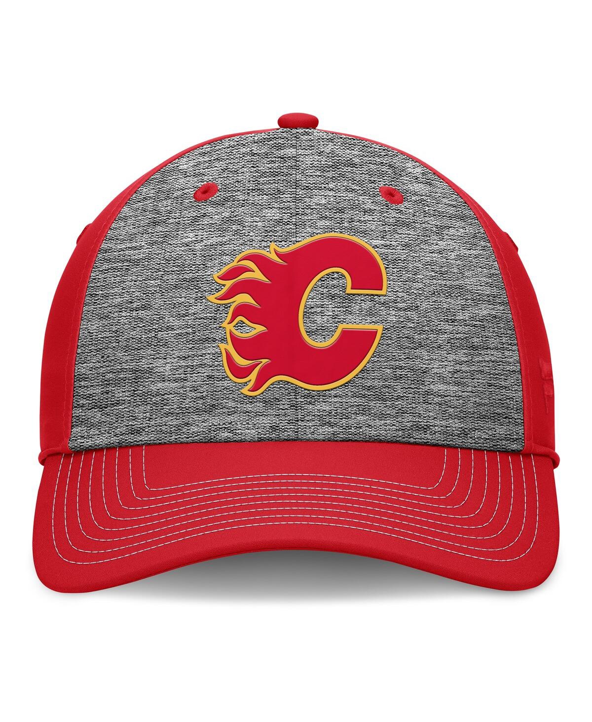 Fanatics Men's Gray/red Calgary Flames Fundamental Top Shelf 2-tone Flex Hat