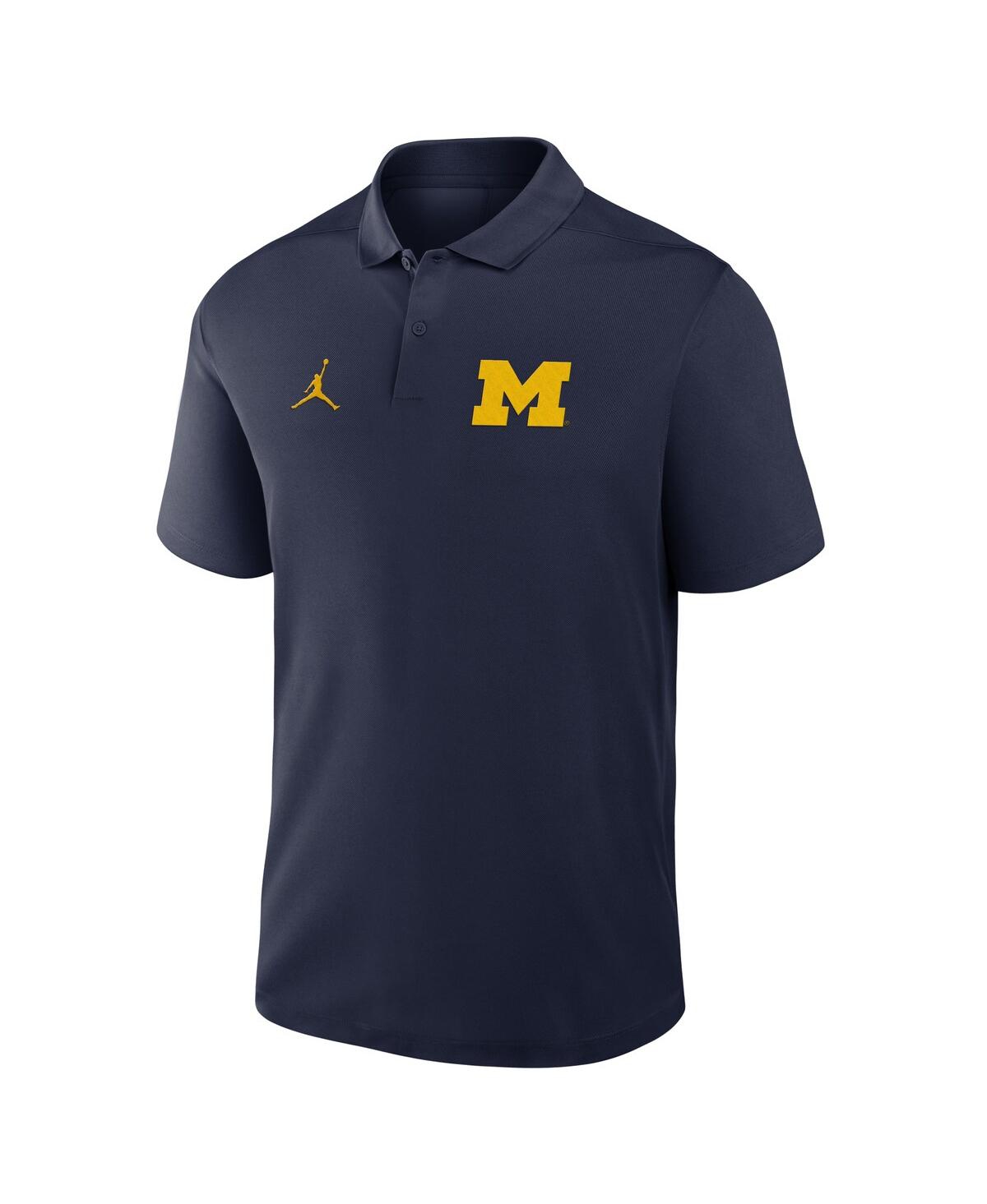 JORDAN MEN'S NAVY MICHIGAN WOLVERINES PRIMETIME VICTORY PRIMARY LOGO PERFORMANCE POLO SHIRT 