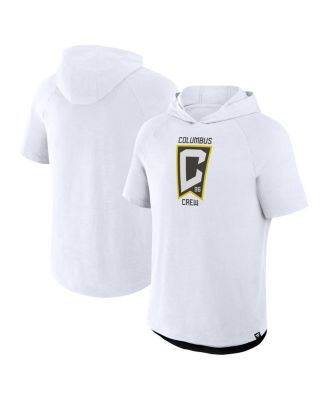 Fanatics - Men's White Columbus Crew Hat Trick Stadium Slub Raglan Short Sleeve Pullover Hoodie
