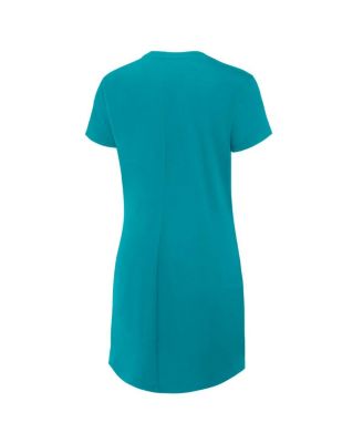 Women's Aqua Miami Dolphins Ruched Drape T-Shirt Dress