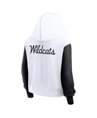 Women's White Kentucky Wildcats Cropped Beyond Capability Color-Block Script Full-Zip Hoodie