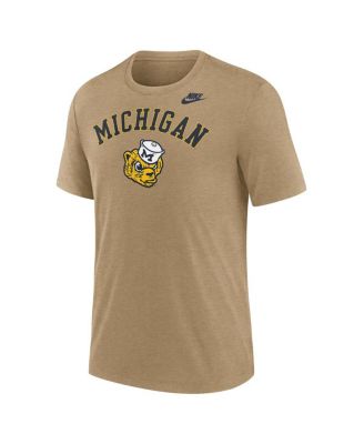 Men's Heather Light Brown Michigan Wolverines Legacy Arch Tri-Blend T-Shirt