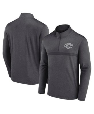 Logo Athletic - Men's Heather Charcoal Los Angeles Kings Head-to-Head Raglan Quarter-Zip Top
