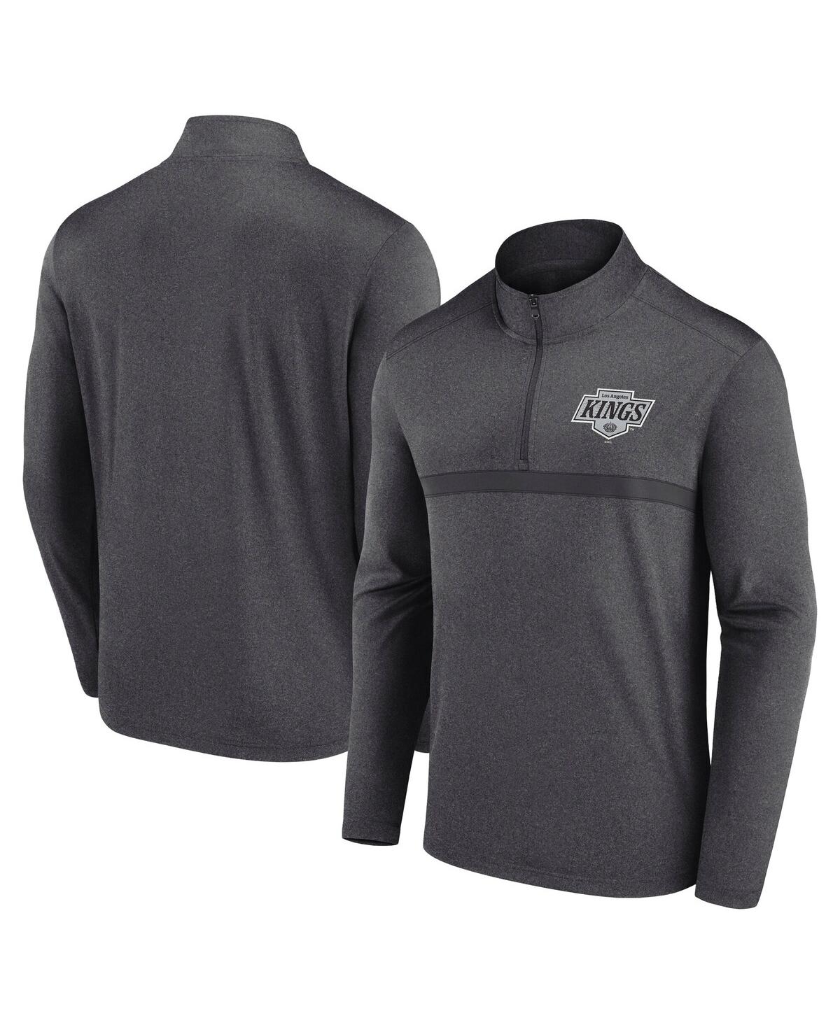 Men's Heather Charcoal Los Angeles Kings Head-to-Head Raglan Quarter-Zip Sweatshirt - Heather Charcoal