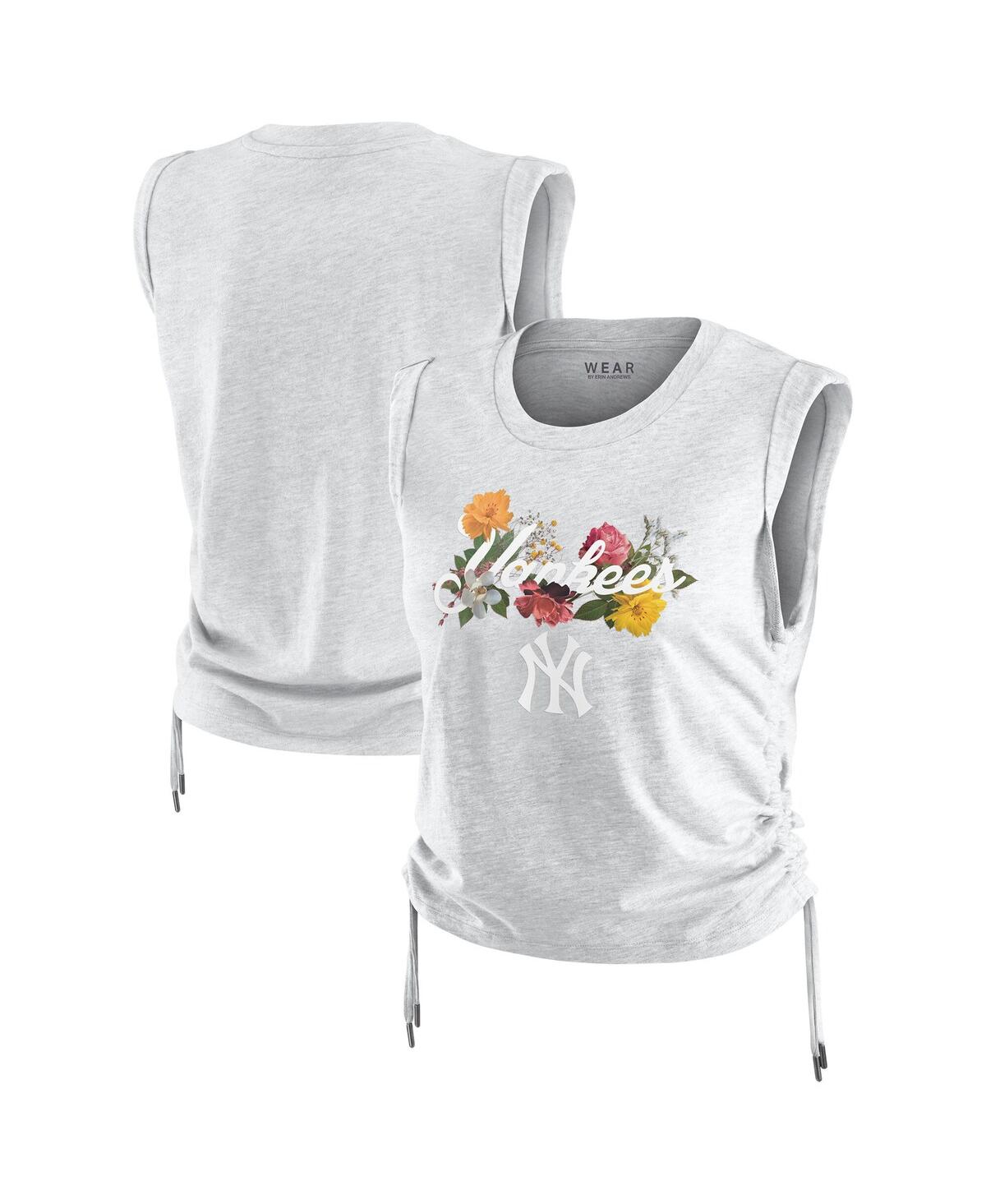 Women's Heather Gray New York Yankees Cinched Tank Top - Heather Gray