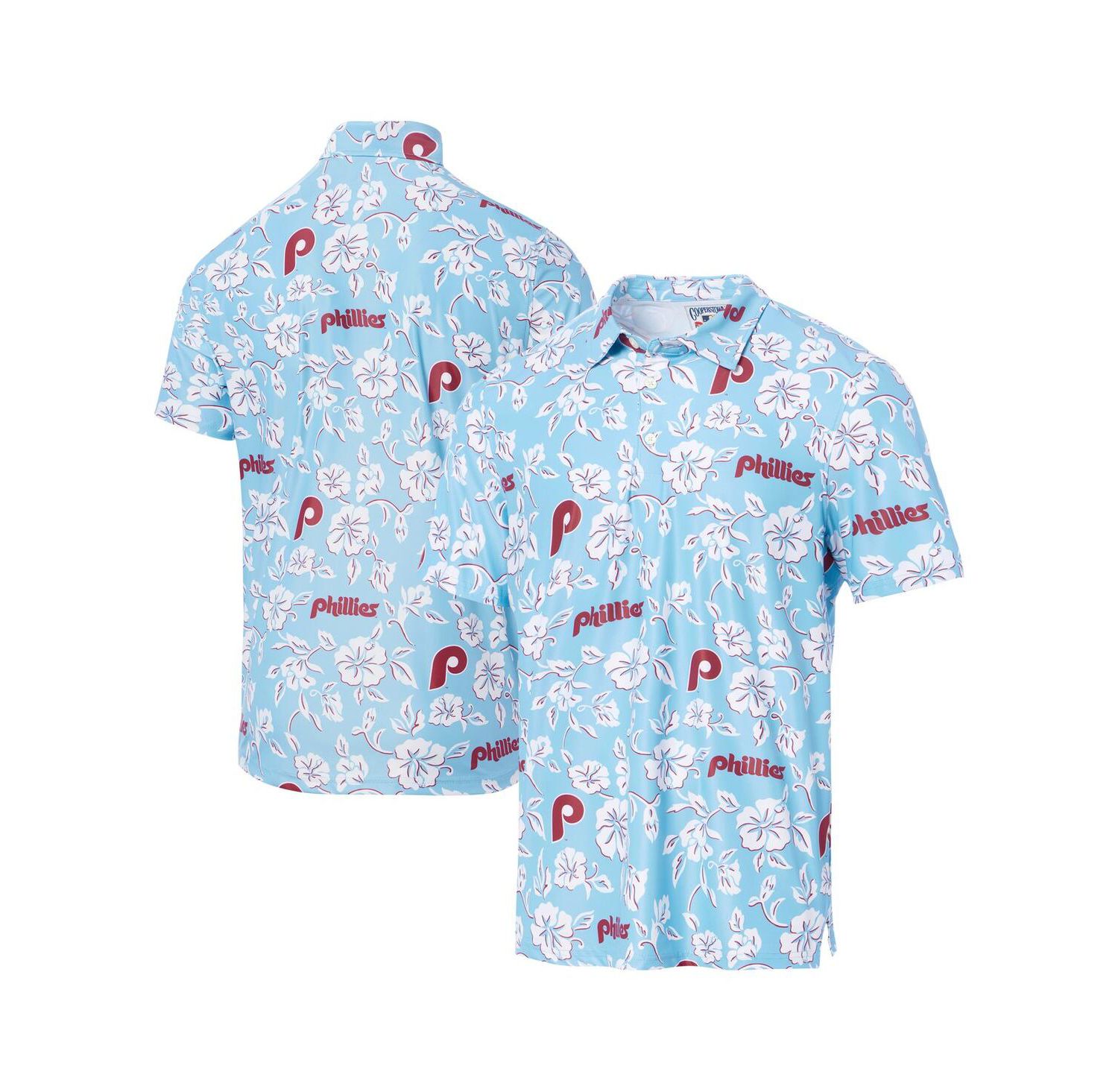 Men's Light Blue Philadelphia Phillies Cooperstown Collection Performance Polo Shirt