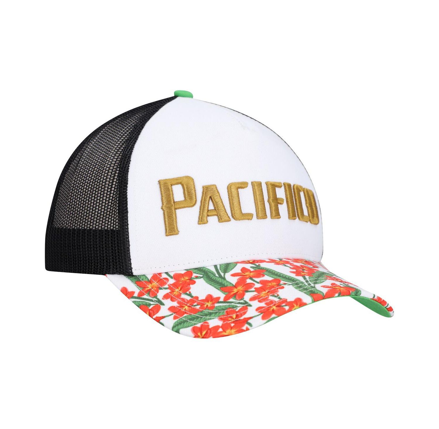 Men's White Pacifico A-Frame Floral Trucker Adjustable Hat