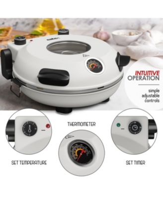 12 Inch Countertop Electric Indoor Stone Pizza Oven - Heats up to 790°F for Crispy Crust