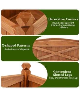 Wooden Raised Garden Bed  Drainage Holes for Patio Garden