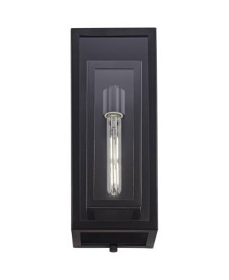 Double Box Modern Outdoor Wall Light Fixture Black Metal 16 1/2" Clear Glass for Post Exterior Barn Deck House Porch Yard Patio