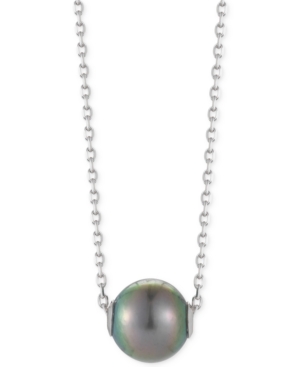 image of Cultured Tahitian Pearl Pendant Necklace (10mm) in Sterling Silver