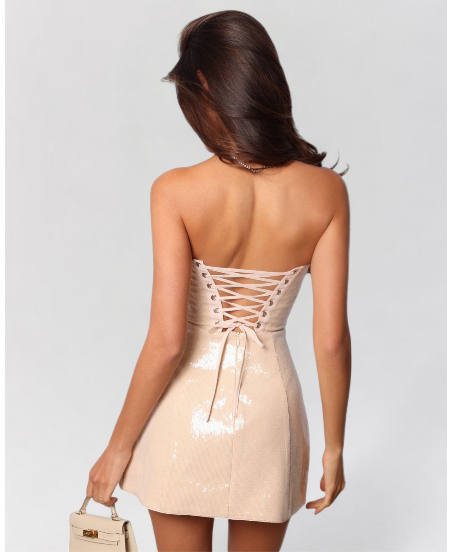 Женское платье Heiress Beverly Hills Strapless Sequin Corset Mini, цвет: Натуральный — фото 3