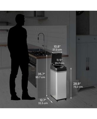 Stainless Steel Sensor Trash Can with Wheels and AbsorbX Odor Filter 13 Gallon Silver