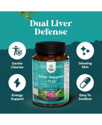 Liver Support + NAC Capsules | Supports Liver Cleanse | N Acetyl Cysteine Silymarin Milk Thistle, Choline Bitartrate & Berberine  | 60ct
