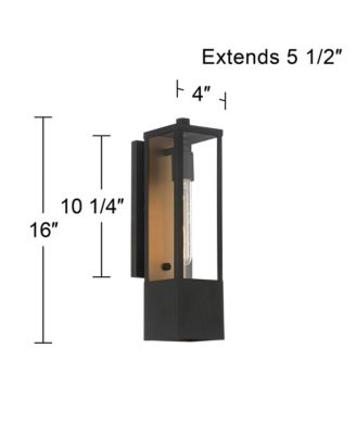 Berk Modern Outdoor Wall Light Fixtures Set of 2 Textured Black Gold Metal 16" Clear Glass for Post Exterior Barn
