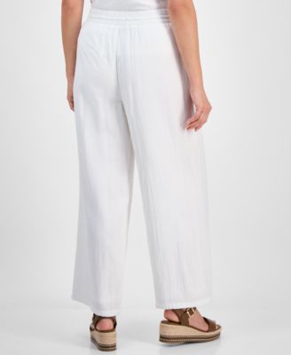 Women's Cotton Gauze Wide-Leg Pants, Created for Macy's