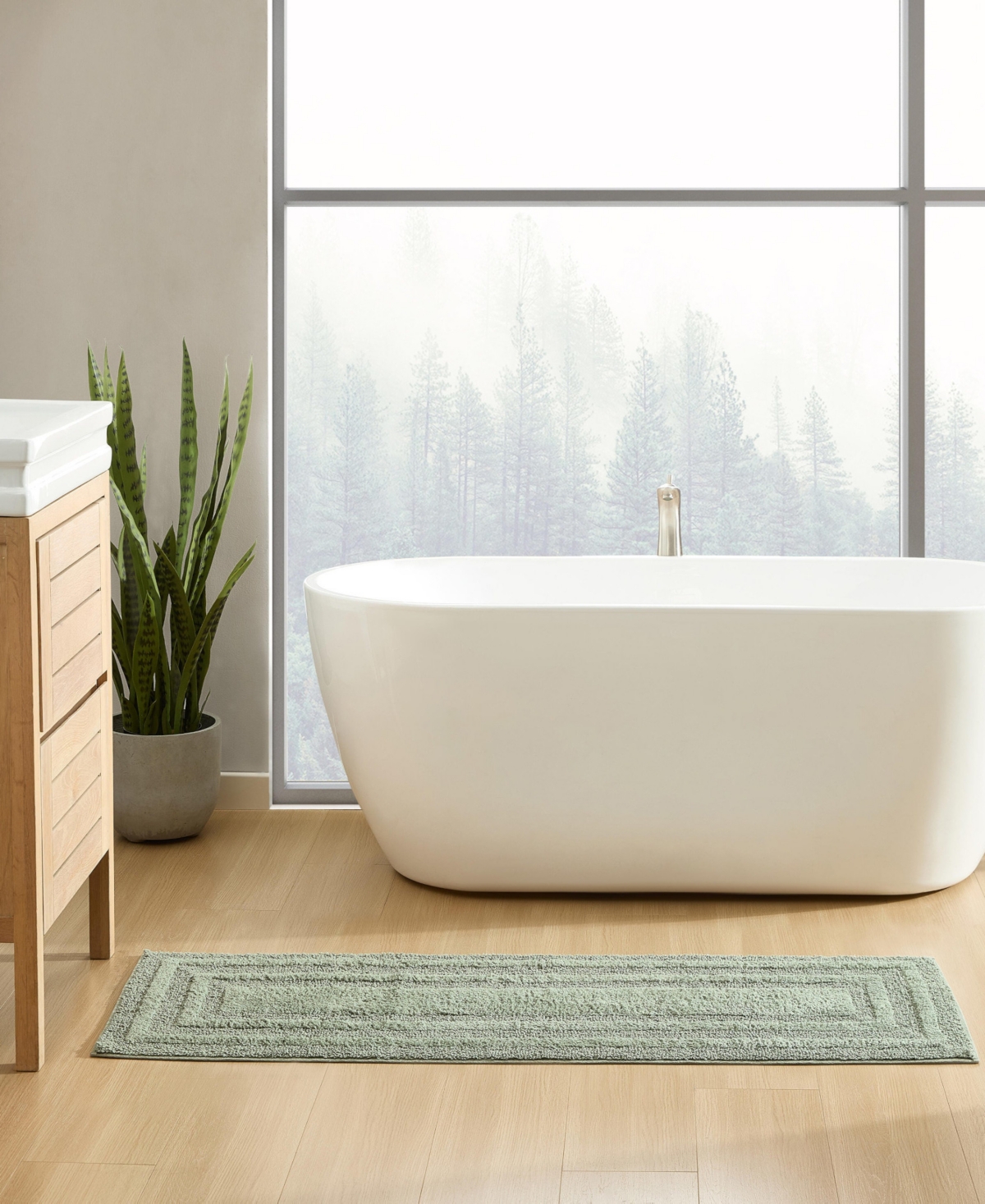 Eddie Bauer Logan Cotton Tufted Bath Runner Rug, 22" X 60" In Green