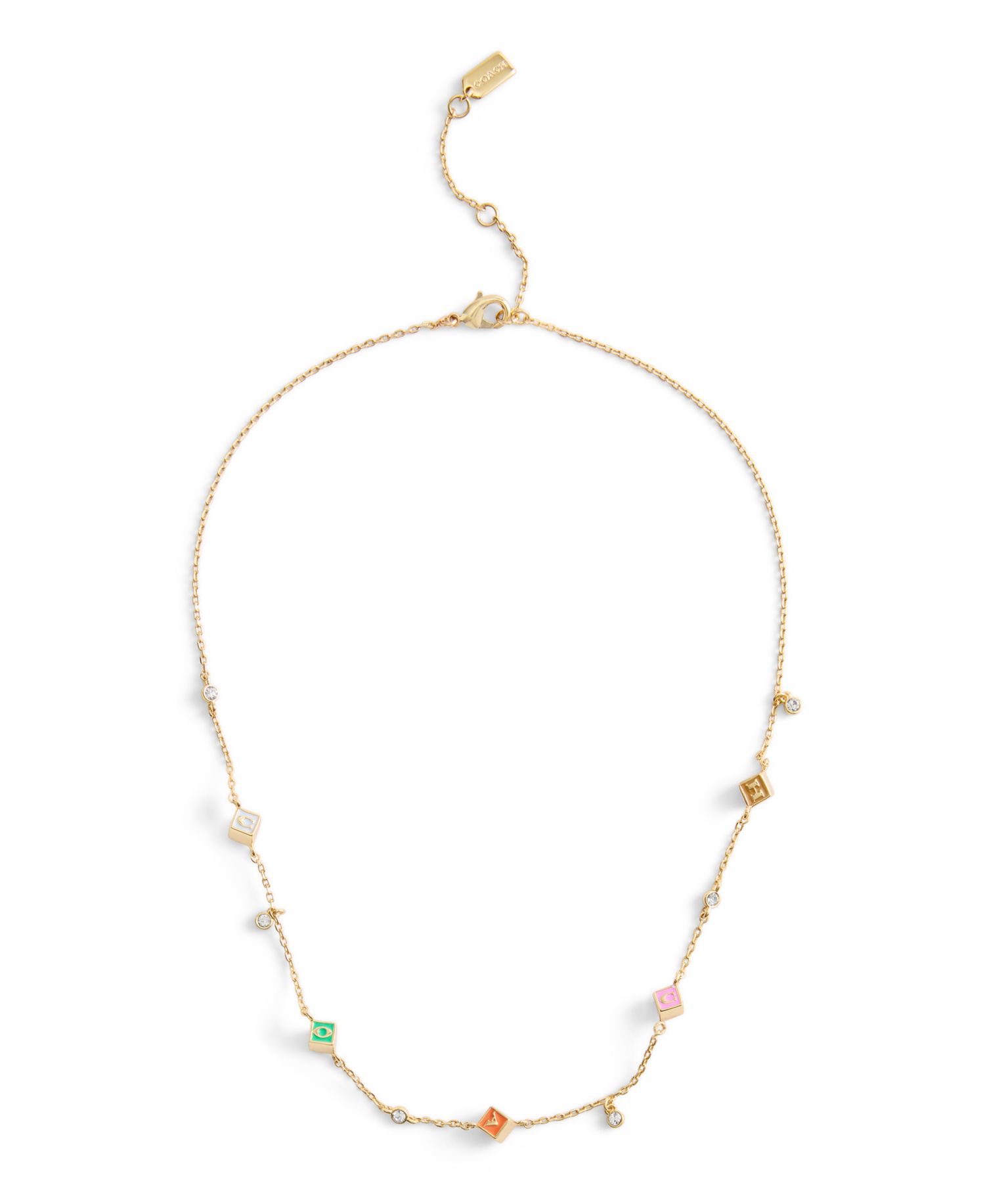 Faux Stone Signature Logo Enamel Cube Strand Necklace