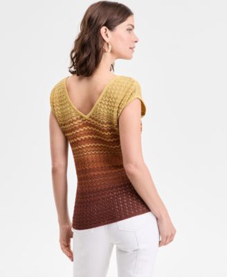 Women's Ombr&eacute; V-Neck Sweater, Exclusively at Macy's