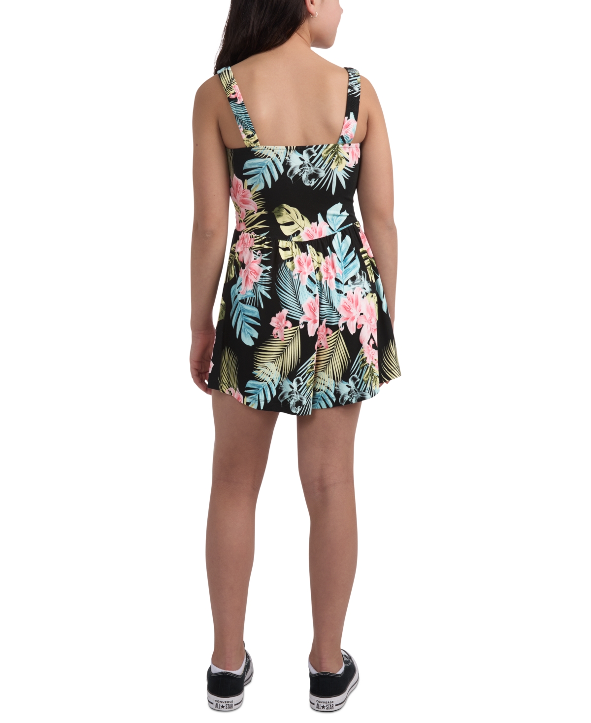 Shop Hurley Big Girls Smocked-bodice Floral-print Romper