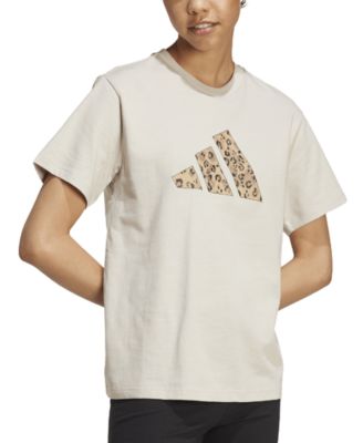Women's Cotton Animal-Print Logo Crewneck T-Shirt