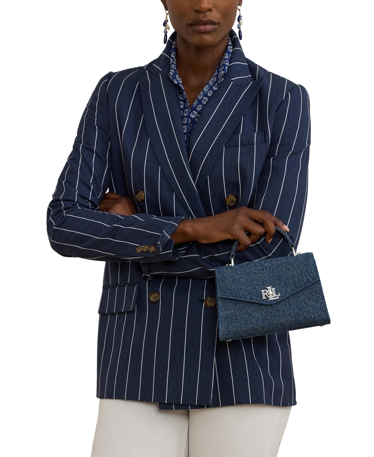 Washed Denim Small Farrah Satchel - Oxford Blue/refined Navy