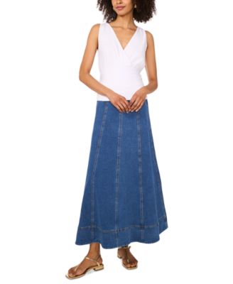 Women's Overlapping V-Neck Sleeveless Knit Top