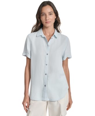 DKNY Jeans - Women's Rolled-Sleeve Button-Up Shirt