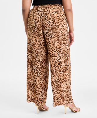 Plus Size Cheetah Printed High-Rise Pants, Exclusively at Macy's 