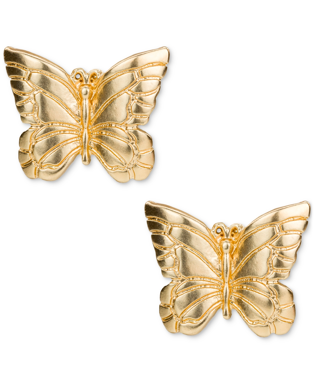 Gold-Tone Butterfly Stud Earrings - Matte Gold