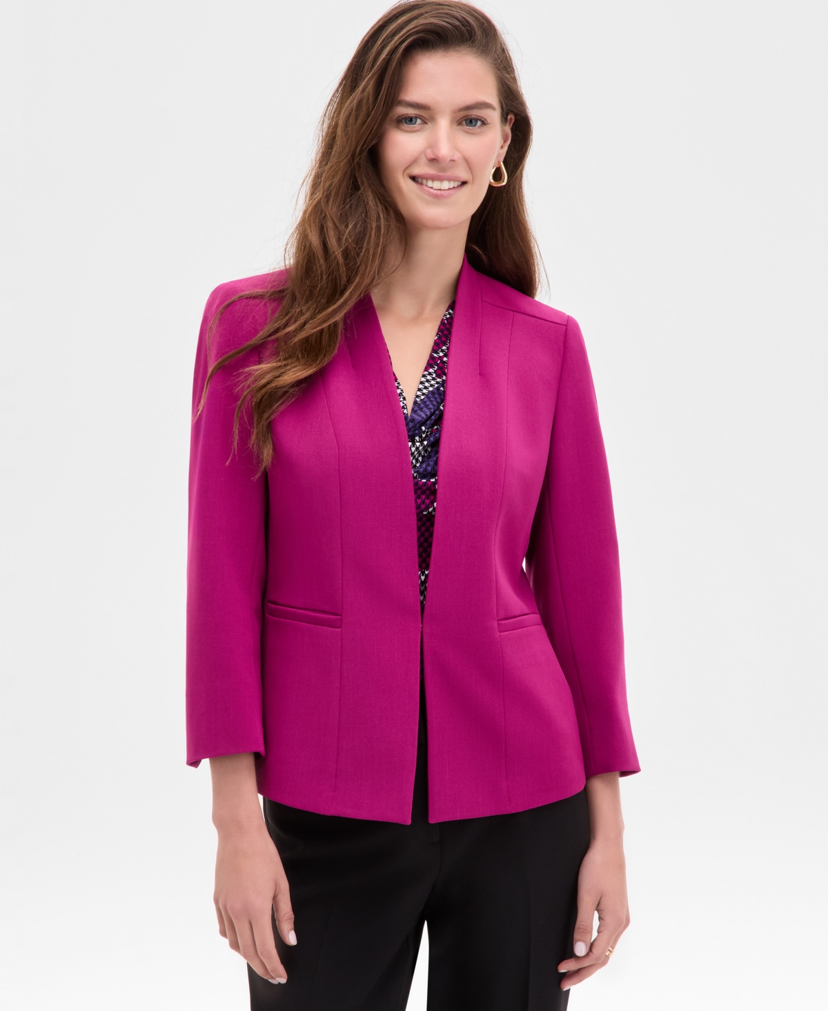 Women's Open-Front Jacket, Regular and Petite - Cerise