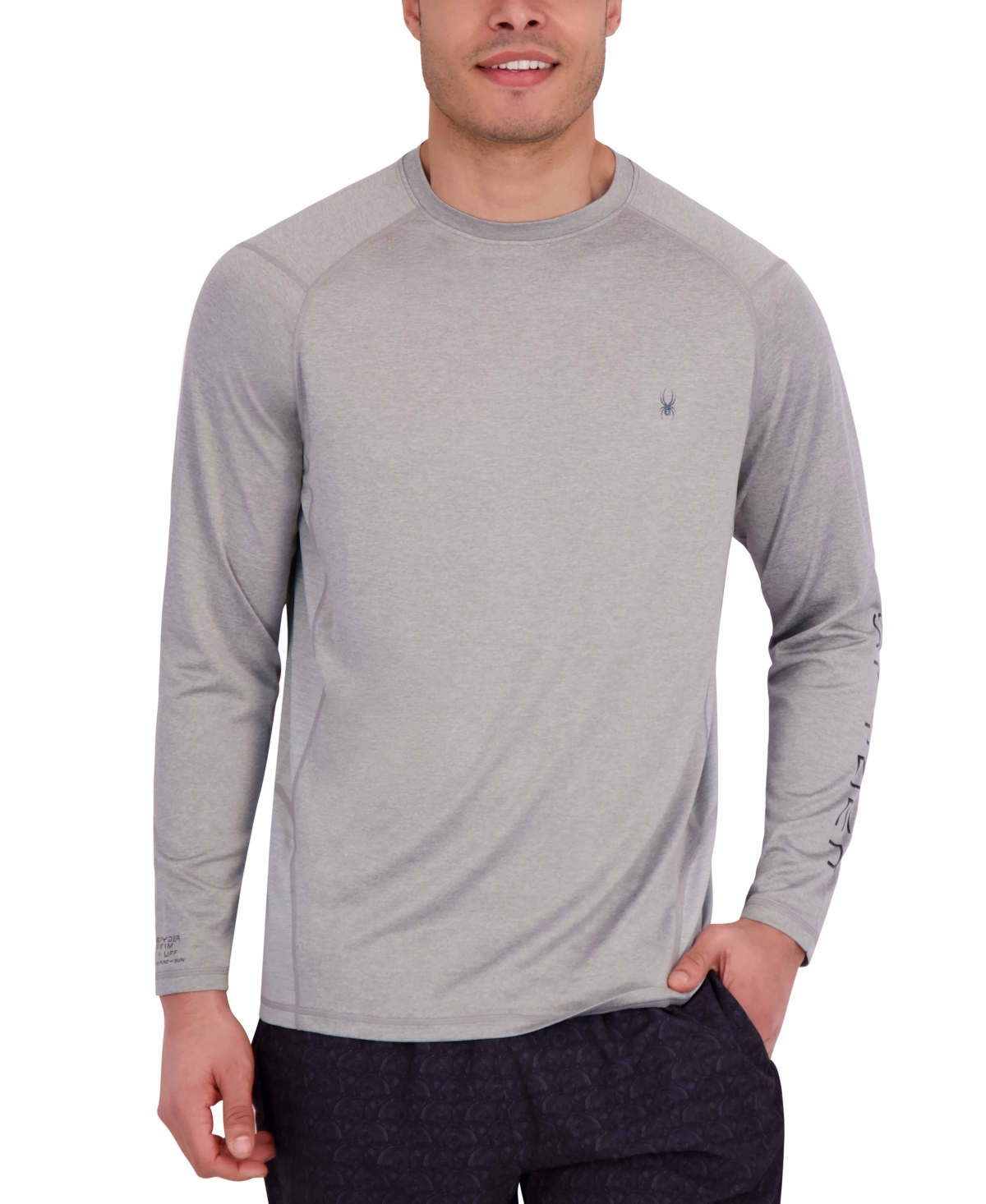 Men's Mixed Media Long Sleeve Rashguard Swim T-Shirt - White