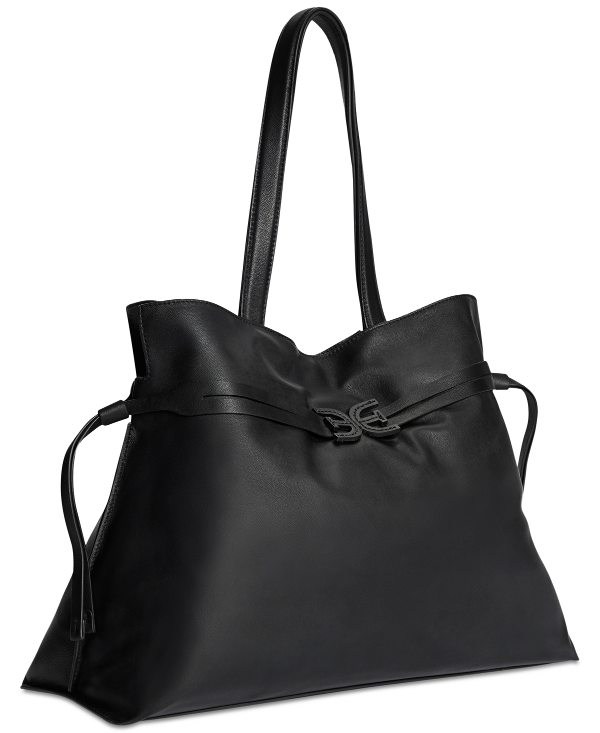 Sam Edelman Poppy Extra Large Leather Drawstring Crossbody In Black