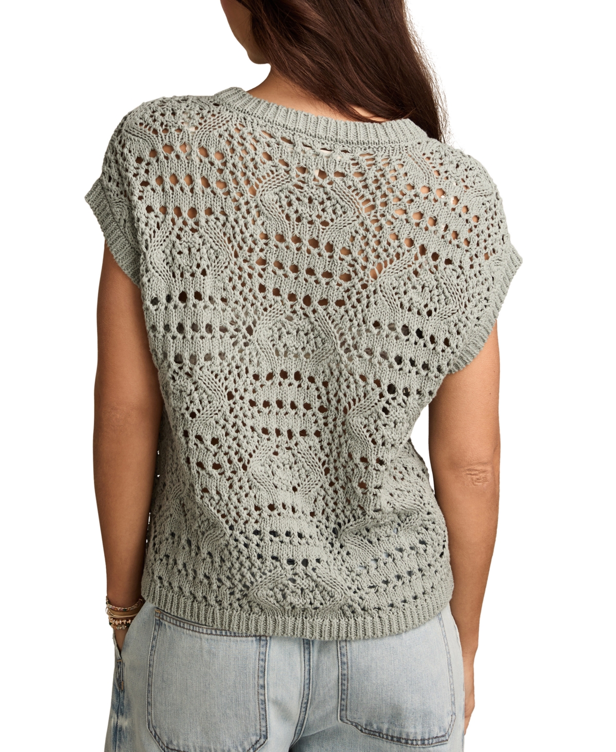 LUCKY BRAND CROCHET SWEATER VEST 