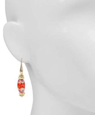 Gold-Tone Mixed Bead Drop Earrings 