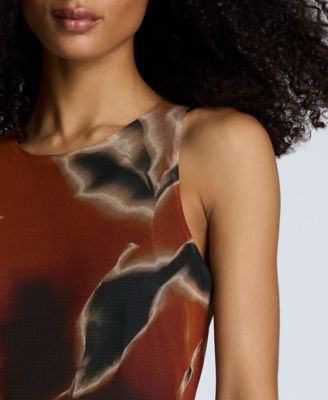 Women's Printed Ruffled High-Low Maxi Dress