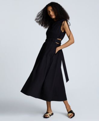 Women's Shoulder-Tie Side-Cutout Midi Dress