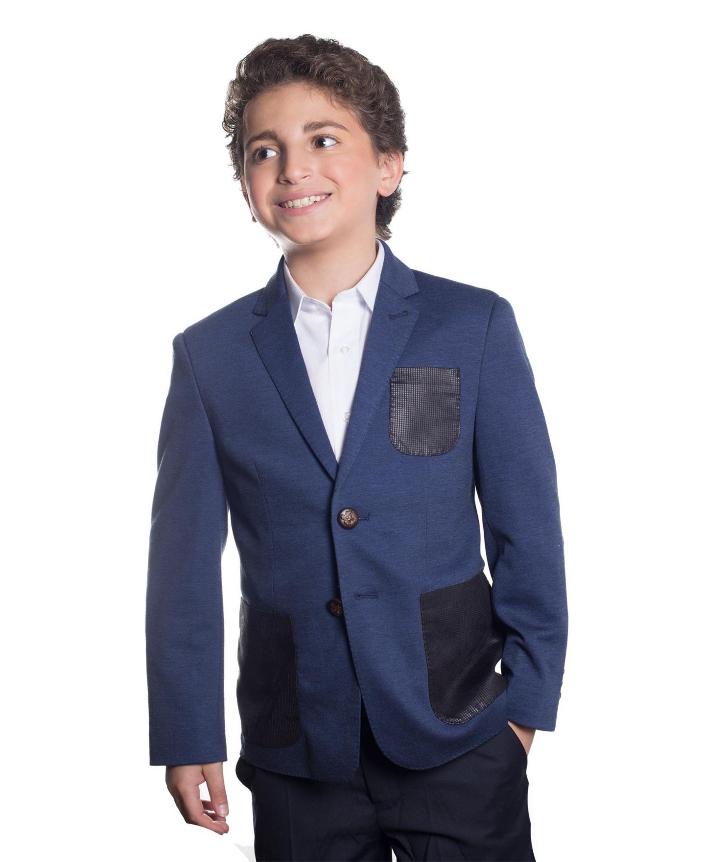 Пиджак Elie Balleh Navy Slim Fit Knit Jersey Blazer для мальчиков, цвет: Тёмно-синий — фото 1