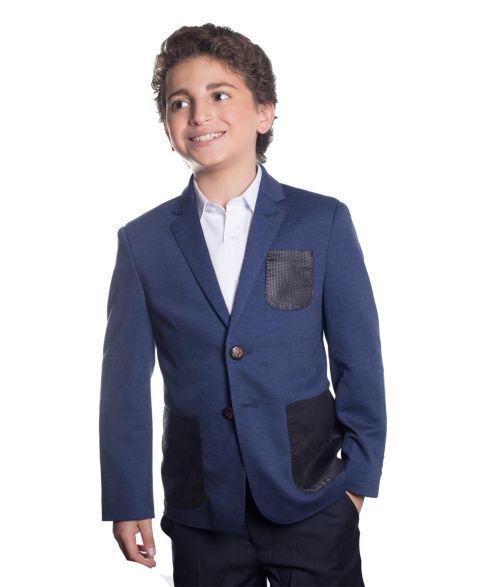 Пиджак Elie Balleh Navy Slim Fit Knit Jersey Blazer для мальчиков, цвет: Тёмно-синий