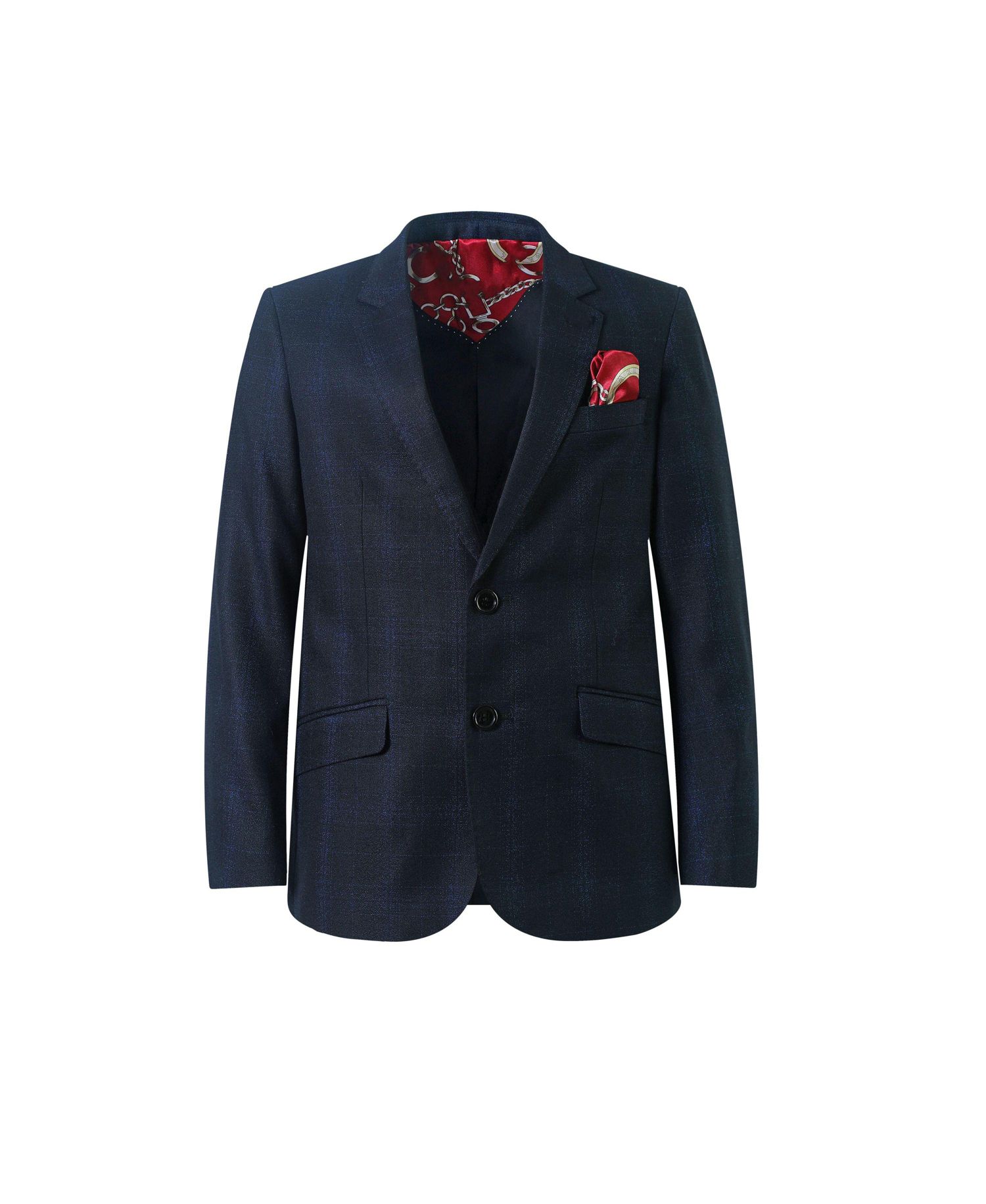 Boys Blue Printed Slim Fit Shirt